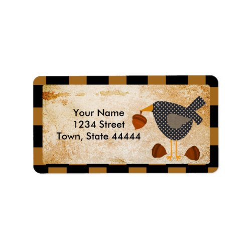 Prim Crow and Acorns Address Labels