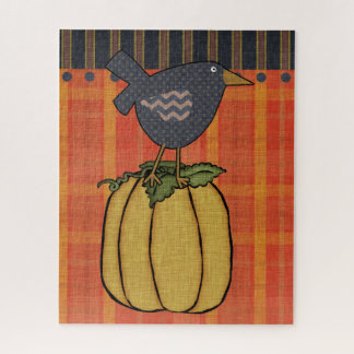 Prim Crow on Pumpkin | Autumn Jigsaw Puzzle