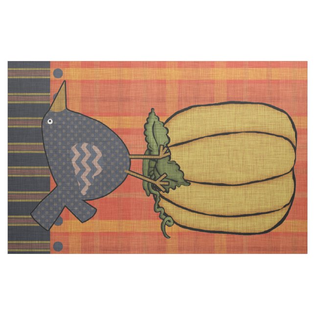 Prim Crow on Pumpkin Fat Quarter Fabric (Fat Quarter)