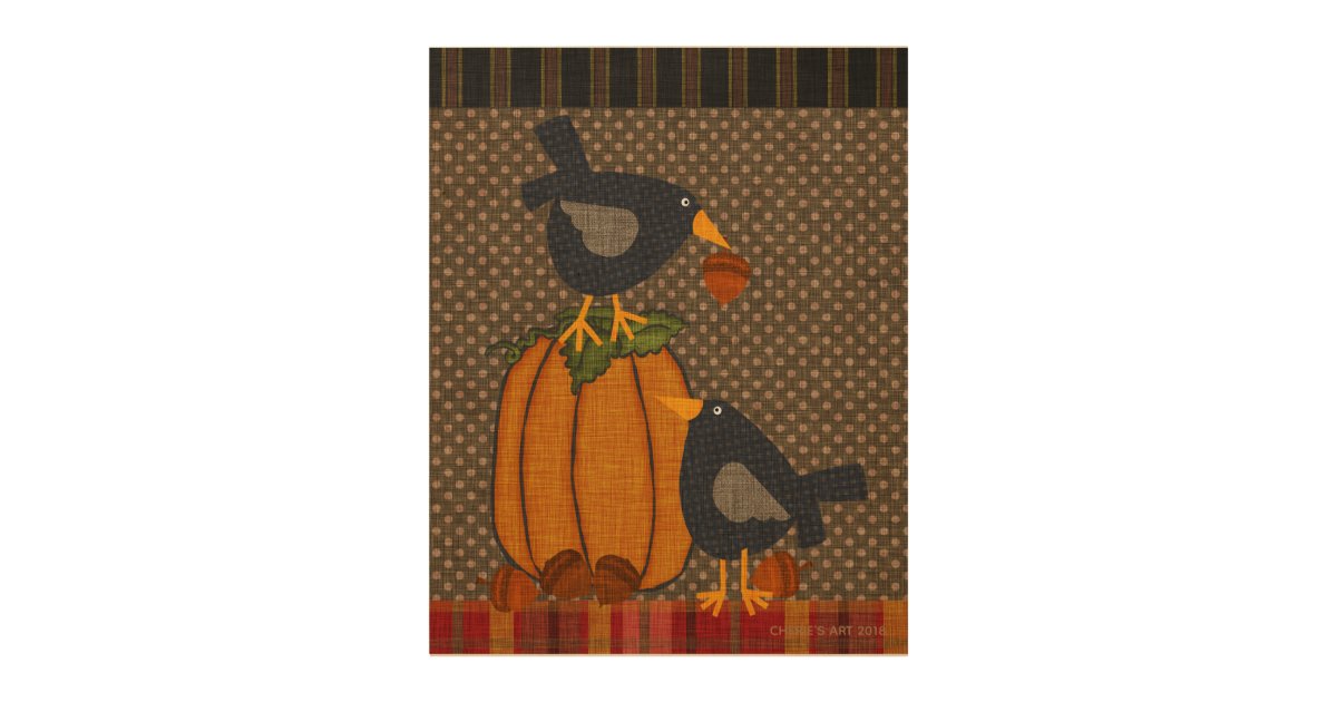 Prim Crows and Pumpkin | Fall Home Decor | Zazzle