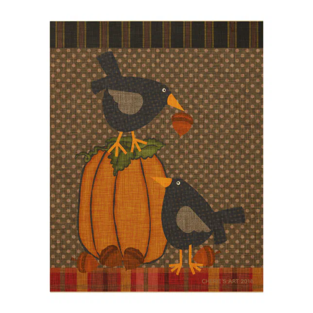 Prim Crows and Pumpkin | Fall Home Decor | Zazzle