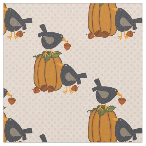 Prim Crows and Pumpkins Fabric