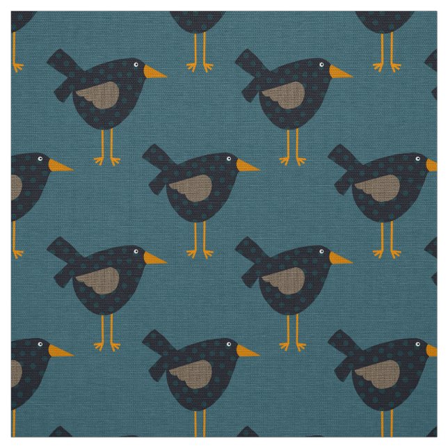 Prim Crows Fabric, Whimsical Crows Fabric (Swatch)