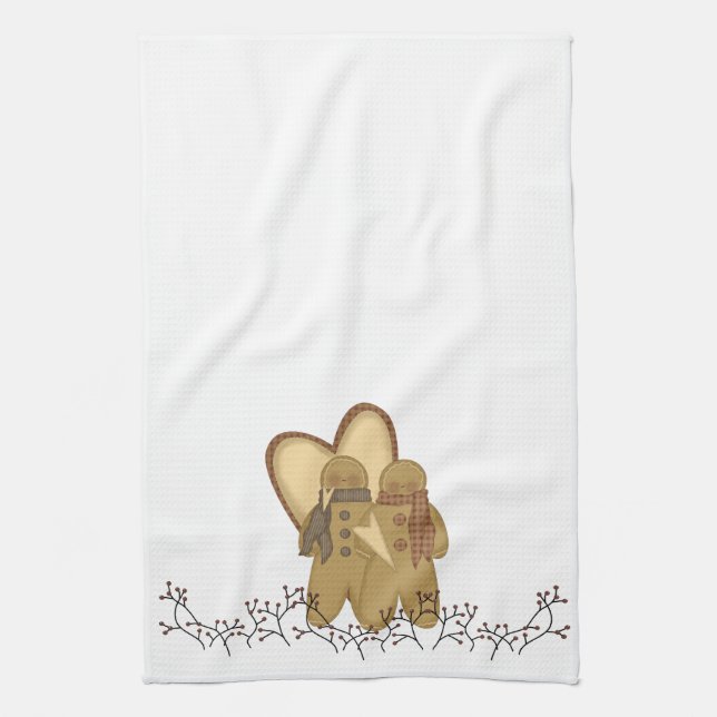 Prim Gingerbread Friends Towel (Vertical)