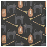 Prim Halloween Cats, Pumpkins, Brooms, 56&quot; Fabric