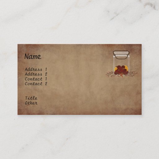 Customizable Prim Jar Fixins Business Card