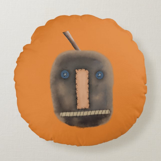 Prim Pumpkin | Creepy | Halloween Round Pillow (Front)
