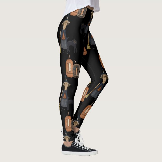 Prim Pumpkin, Witch, Cat | Halloween Leggings (Right)