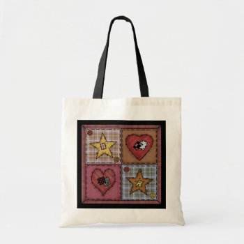 Prim Quilt Patches Tote by pinkladybugs at Zazzle