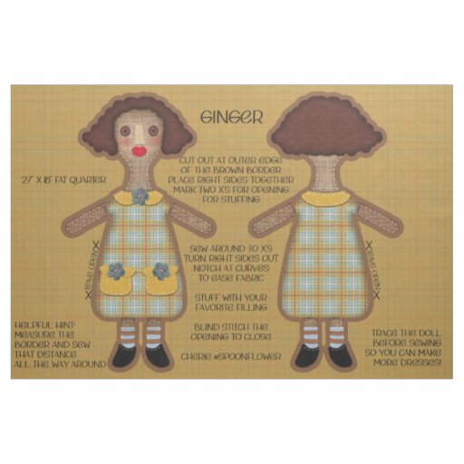 Prim Rag Doll Soft Stuffed Cut and Sew Kit Fabric