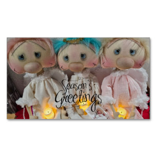 Prim Raggedy Angels Season's Greetings Business Card Magnet