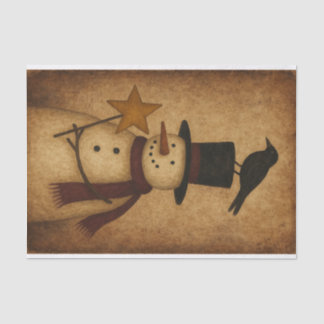 Prim Snowman and Crow Tissue Paper