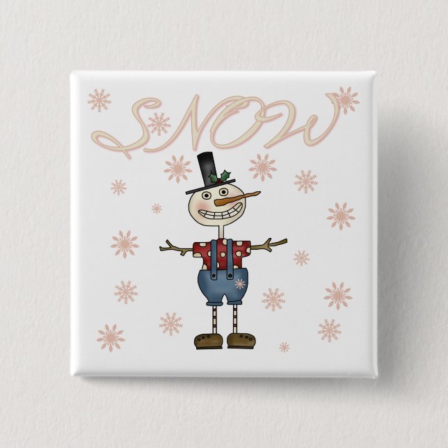 Prim Snowman Tshirts and Gifts Pinback Button (Front)