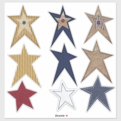 Prim Stars Felt Look Burlap Look Fun Sticker