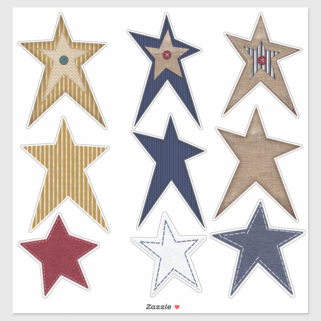 Prim Stars Felt Look Burlap Look Fun Sticker (Sheet)