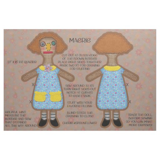 Prim Style Soft Doll Toy Cut and Sew Kit Fabric