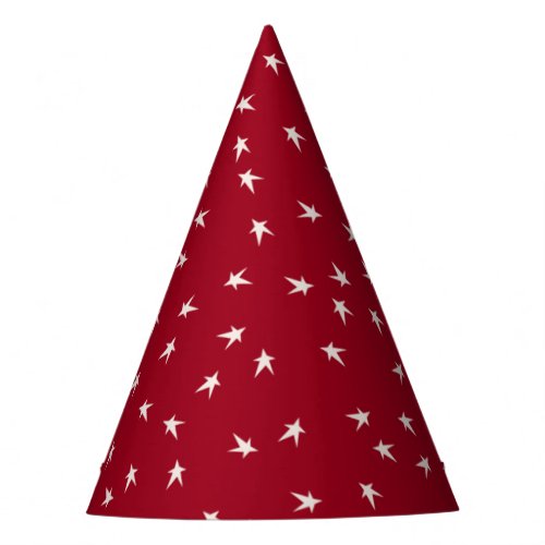 Prim White Stars on Red 4th of July Party Hat