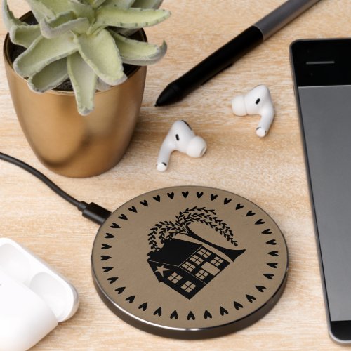 Prim Willow Tree and House Wireless Charger