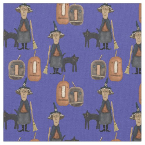 Prim Witches and Pumpkins Cotton 56 Fabric