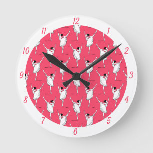 Prima Ballerina Ballet Dancer Pink & White Round Clock