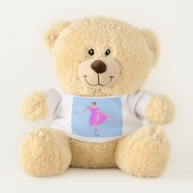 Prima Ballerina Dancer Pink Dress Personalized Teddy Bear (Front)