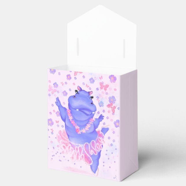 Prima Ballerina Hippo - Add Your Name / Text Favor Boxes (Opened)