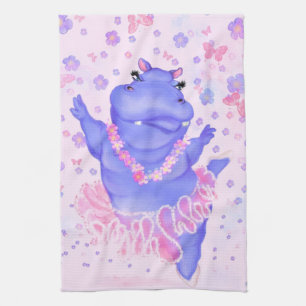 Prima Ballerina Hippo - Add Your Name / Text Kitchen Towel