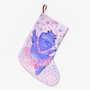 Prima Ballerina Hippo - Add Your Name / Text Small Christmas Stocking