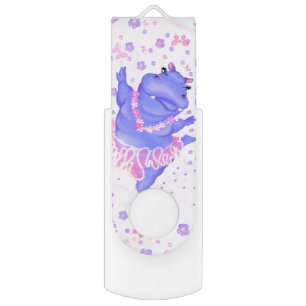 Prima Ballerina Hippo - Add Your Picture / Text Flash Drive