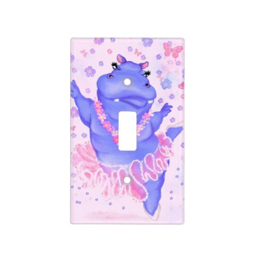 Prima Ballerina Hippo _ Add Your Picture  Text Light Switch Cover