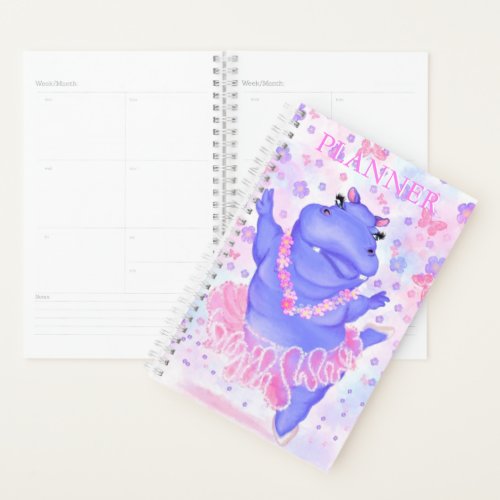 Prima Ballerina Hippo _ Add Your Text  Name Planner