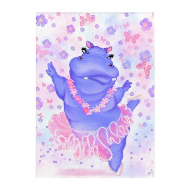 Prima Ballerina Hippo - Happy Acrylic Print (Front)