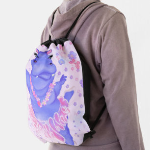 Prima Ballerina Hippo - Happy Dancer Drawstring Bag
