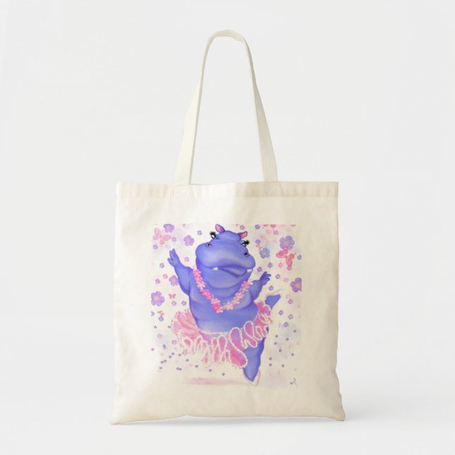 Prima Ballerina Hippo - Happy Dancer Tote Bag (Front)