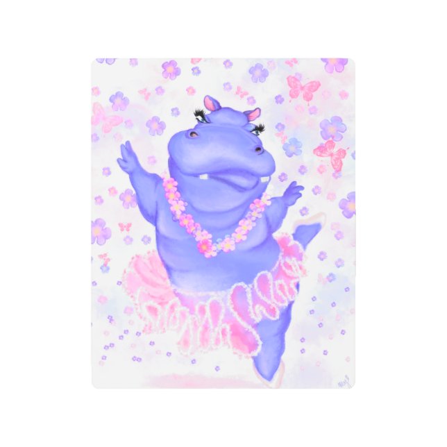 Prima Ballerina Hippo Metal Print - Painting (Front)