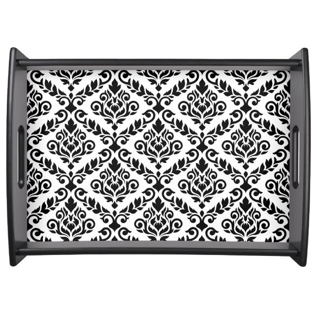 Prima Damask Big Ptn Black on White Serving Tray (Front)