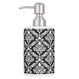 Black And White Damask Bath Accessory Sets Zazzle Prima Damask Pattern White On Black Soap Dispenser And Toothbrush Holder
