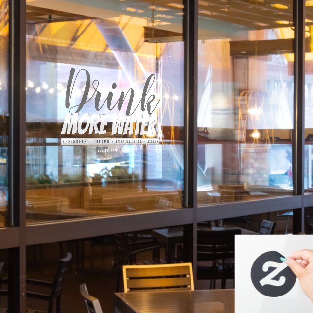 Prima Donna Drink More Water Reminders Template Window Cling (Restaurant Window)