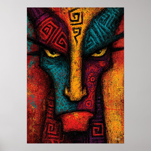 Primal Archetype Face Abstract Art – Expressionist Poster (Front)