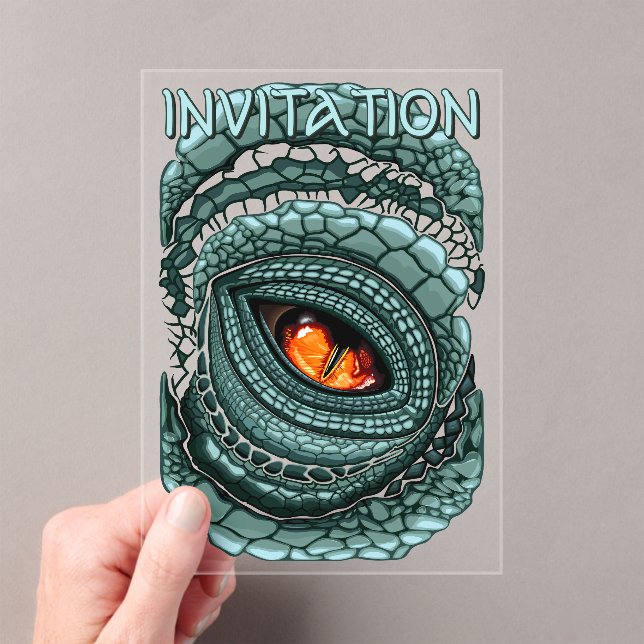 Primal Reptile Predator Eye Acrylic Invitations (Insitu (Handheld))