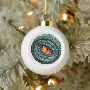 Primal Reptile Predator Eye Ceramic Ball Christmas Ornament