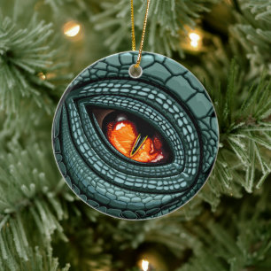 Primal Reptile Predator Eye Ceramic Ornament
