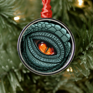 Primal Reptile Predator Eye Metal Ornament