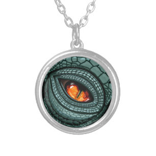 Primal Reptile Predator Eye Silver Plated Necklace