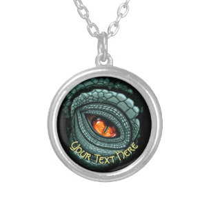 Primal Reptile Predator Eye Silver Plated Necklace