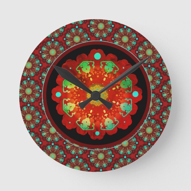 Primal Rhythms Mandala Pattern Round Clock (Front)