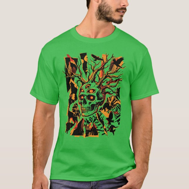 Primal Sight Shirt  Dark Forest Skull Tree Graphic (Front)