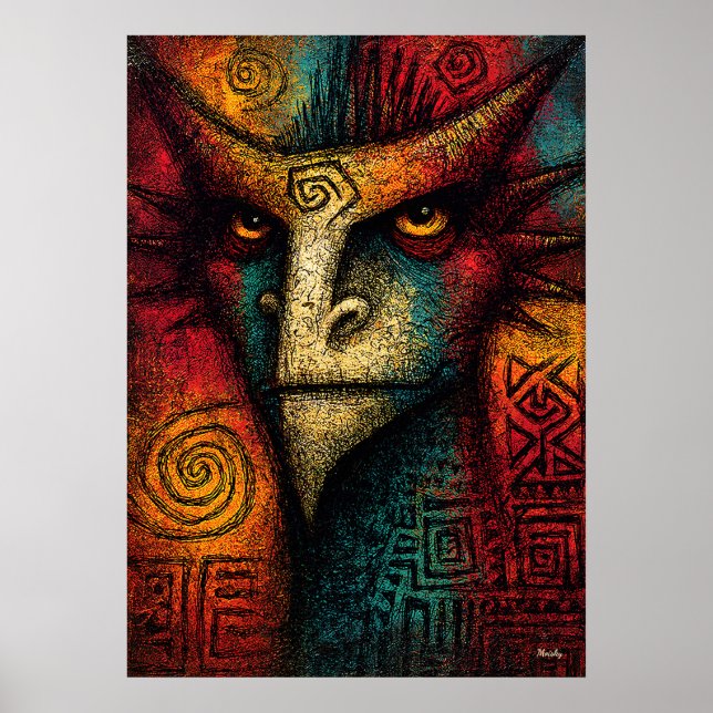 Primal Spirit Mask Abstract – Expressionist tribal Poster (Front)