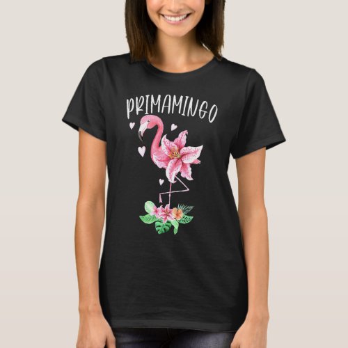 Primamingo Spanish Female Cousin Flamingo Floral  T_Shirt