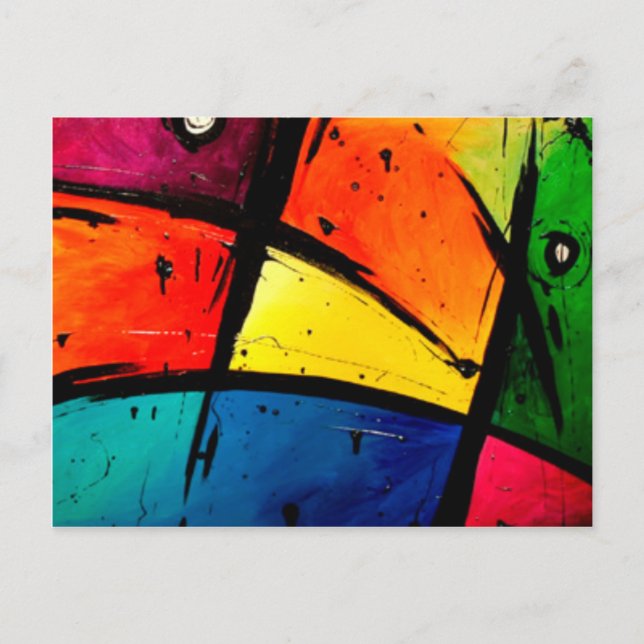 Primary Abstract Groovy Art Postcard (Front)